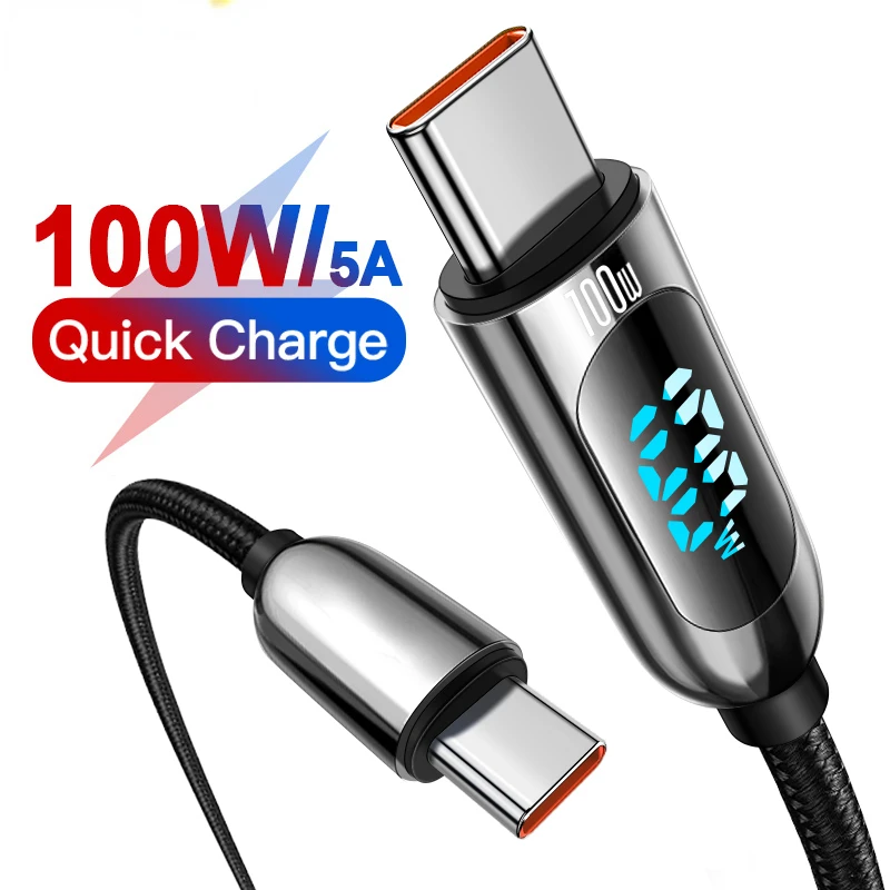 

100W USB Type C To USBC PD Cable For Xiaomi Fast Charger USB C Cable For Macbook iPad Pro Tablet Laptop Wire Cord