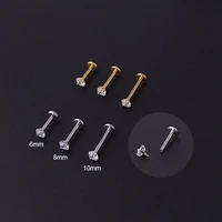 1 pcs medical stainless steel crystal zircon ear studs earrings for womenmen 4 prong tragus cartilage piercing jewelry