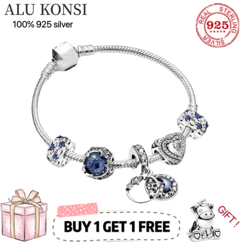 

Женский браслет из серебра 925 пробы, с синими кристаллами