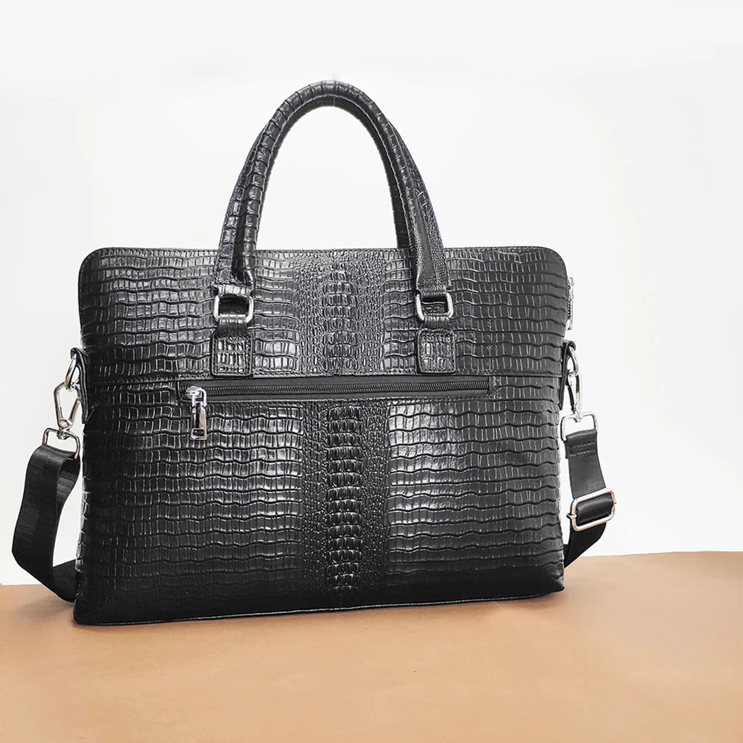 Royal Bagger Laptop Briefcase for Men Genuine Cow Leather Crocodile Pattern Man Handbag Business Shoulder Messenger Bag Cowhide