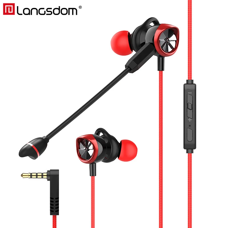 

Игровая гарнитура Langsdom G200X, проводные наушники с двойным HD микрофоном, стереонаушники для телефона, ПК, PUBG, наушники-вкладыши без бесшумного ...