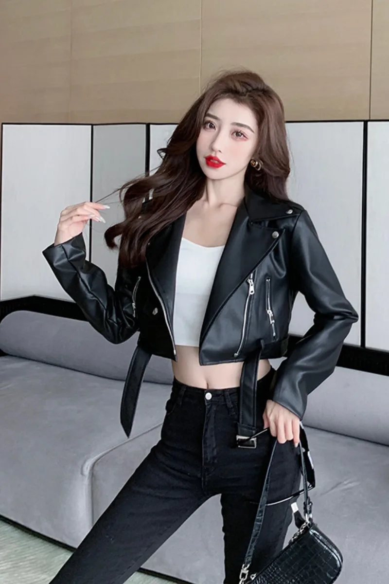 Mini Short Pu Jacket Women Winter Coat Women Autumn Winter Loose Casual Short Zipper Jacket Long Sleeve Leather Jackets
