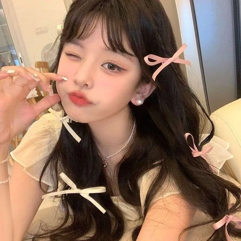 Зажим для волос с тонкой лентой и бантом в Корейском стиле девушек милые заколки