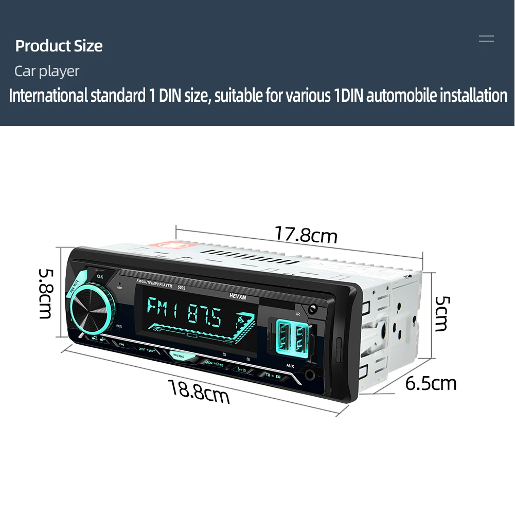 Автомобильный радиоприемник 1 DIN Bluetooth FM Аудио плеер стерео музыка звонки Громкая
