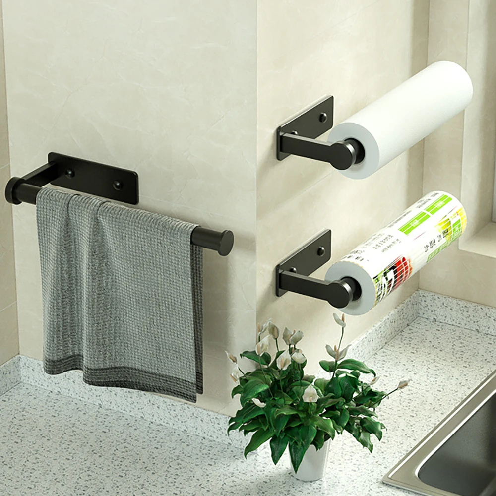 

Kitchen tissue rack punching-free preservative film rack household roll paper shelf preservative bag storage rack with glue