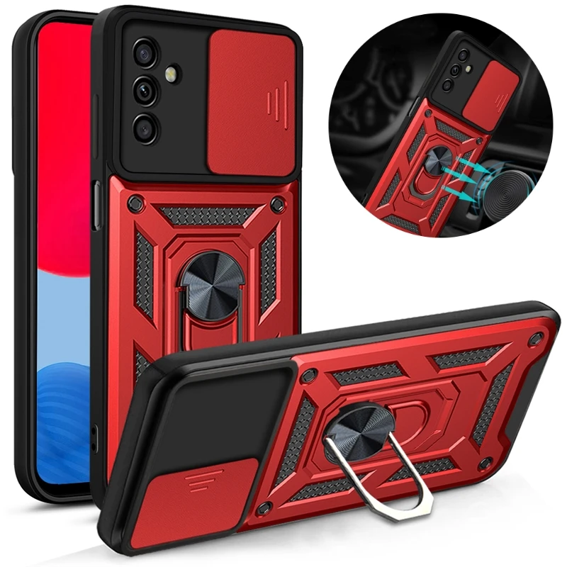 

For Samsung Galaxy A04s SM-A047F Case 6.5" Slide Camera Armor Phone Case For Samsung A04S A 04S Magnetic Holder Ring Back Cover