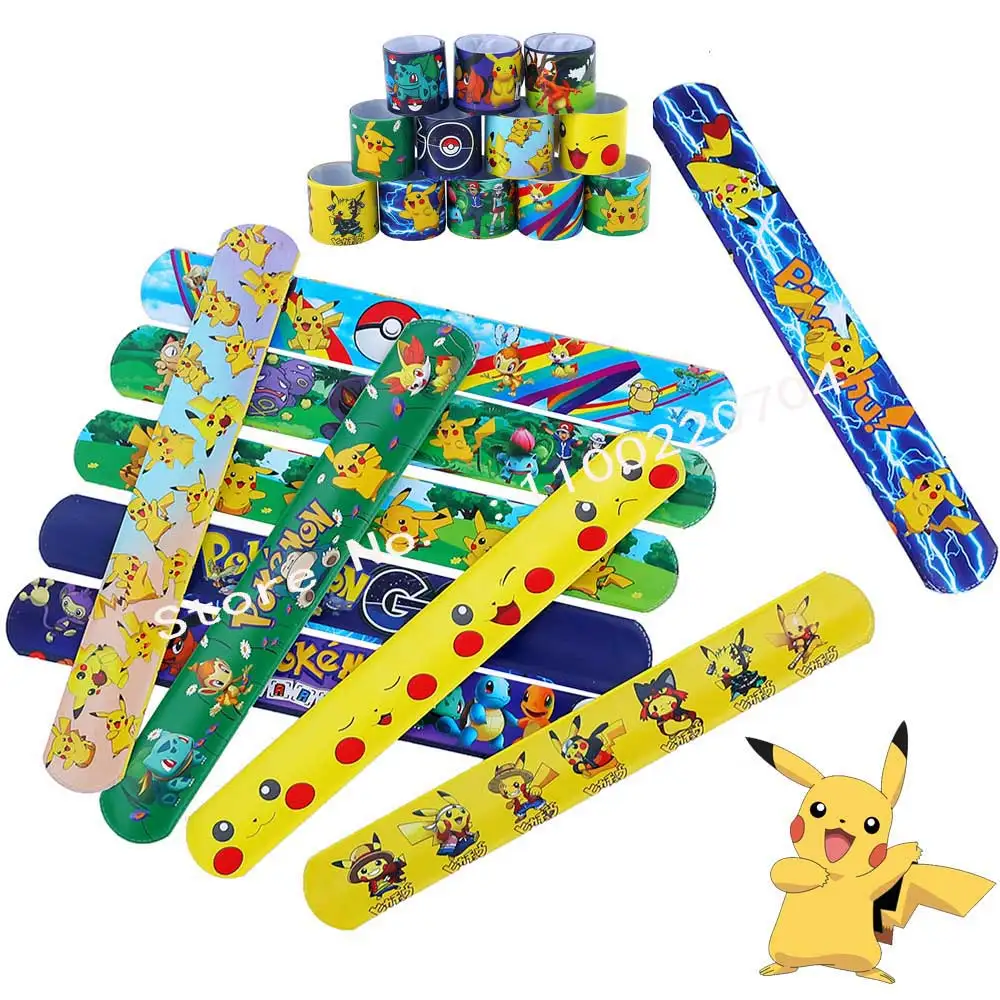 

Pokemon Snap Circle Party Bracelets Pikachu Figures Anime Wristband Child Slap Band Puzzle Toys Boys Girls Birthday Party Gifts