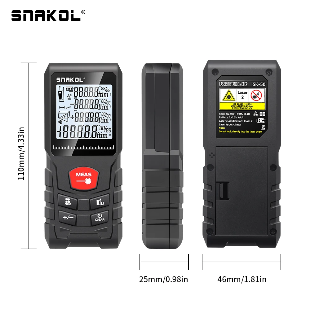 Лазерная рулетка Snakol, 50 м70 м100 м120 м, лазерный дальномер, профессиональный цифровой дальномер, линейка, измерительные инструменты (art.: 3920c8ae804d3) - 3920c8ae804d3