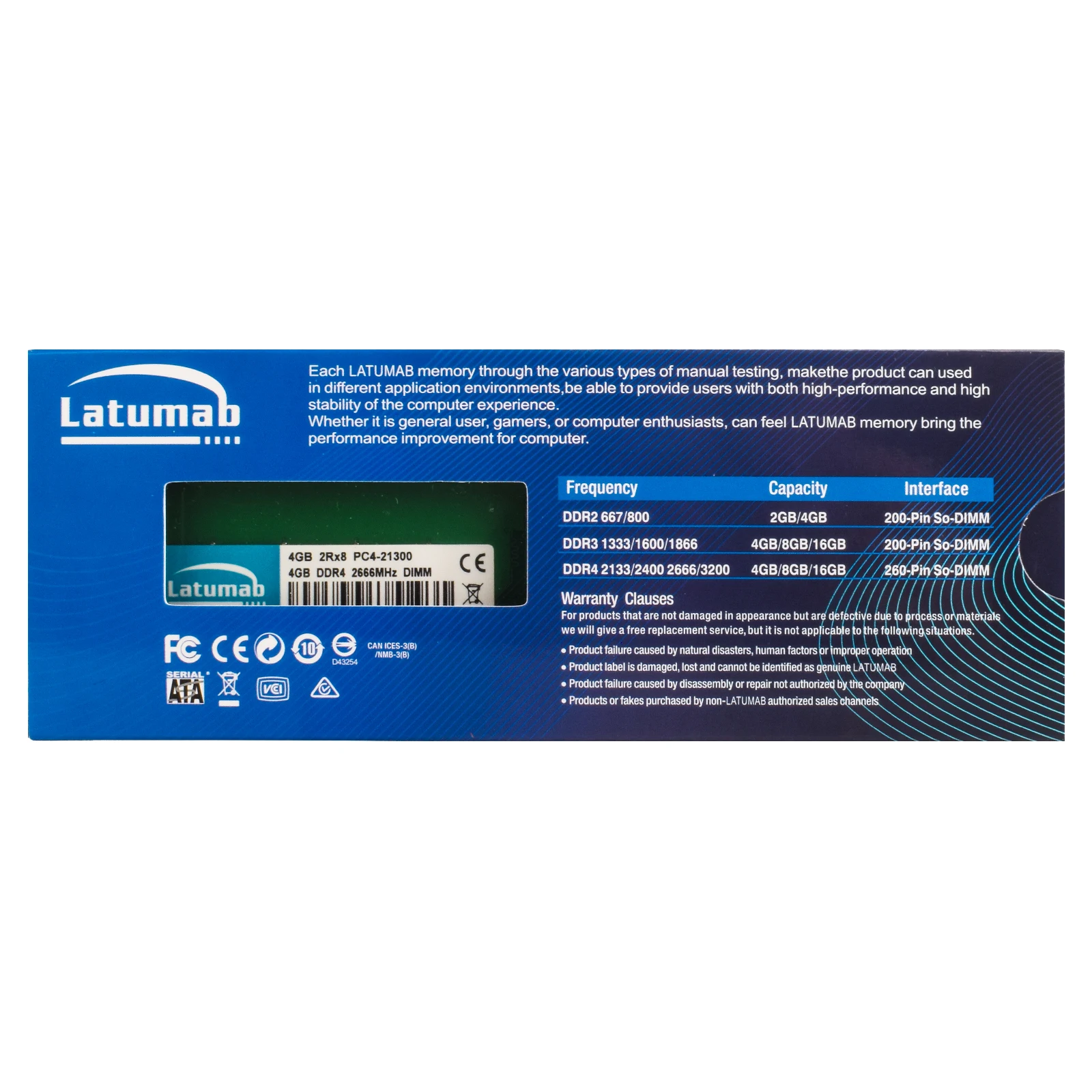 Latumab RAM DDR4 Desktop Memoria 2666 2400 2133 3200 МГц 4 ГБ 8 16 Память для игрового настольного