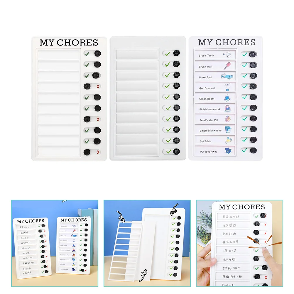 

3Pcs Kids Chores Chart Multifunctional Chores Chart Message Check Sheet Household Reminder Chart