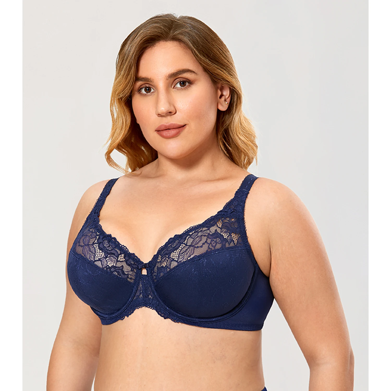 Soft Lace Minimizer Bra Non Padded Full Figure Underwire Embroidery Beauty for women Plus Size Lingerie Thin Summer Intimates