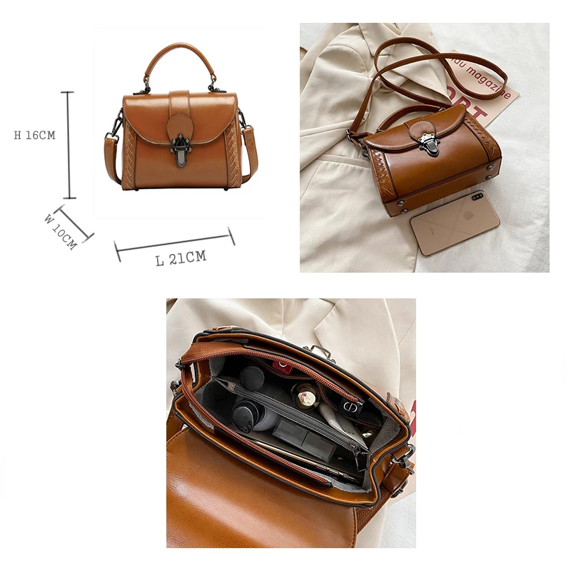 2023 Luxury Retro Shoulder Bags Women Versatile Crossbody Messenger Bag High Quality PU Leather Ladies Casual Vintage Handbag