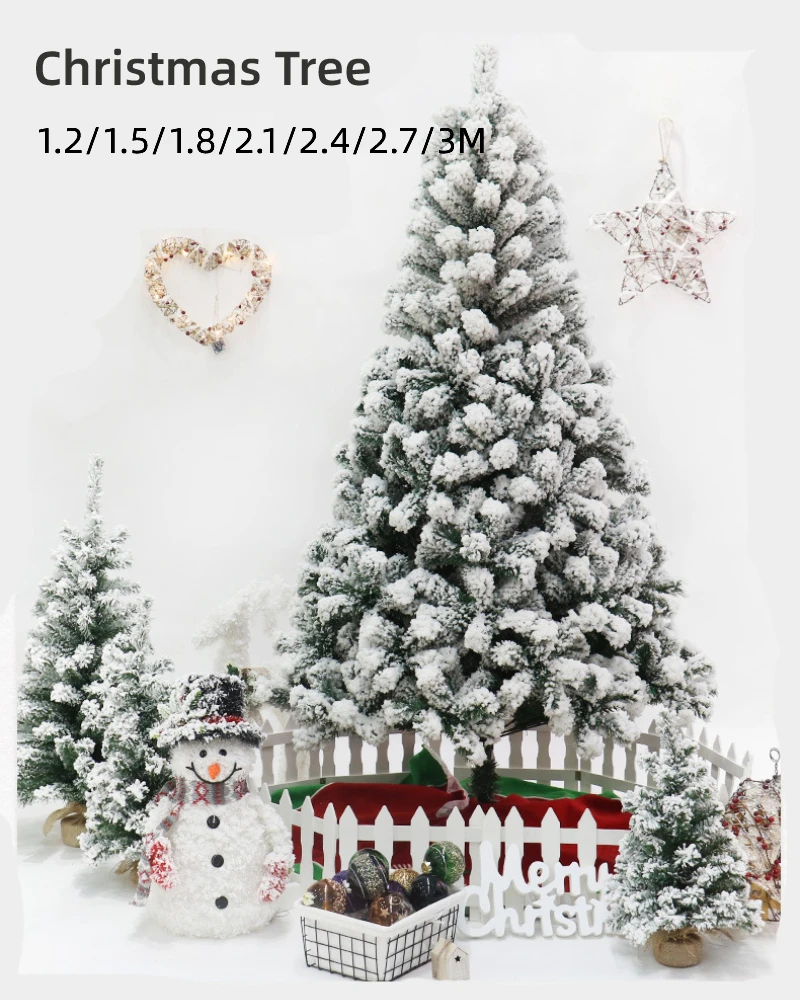 

Encrypted Artificial Christmas Tree High-grade Snowflake Flocking Xmas Tree Decoration for Home Mall Hotel Garden Party New Year