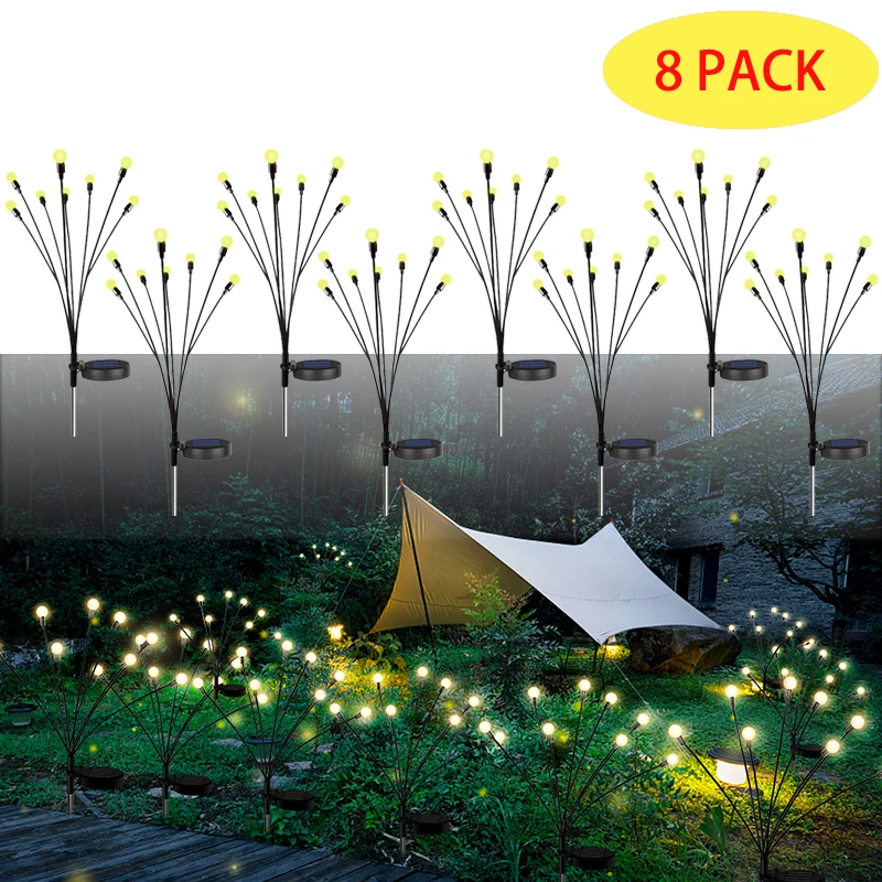 10LED Solar Firefly Lights Solar Garden Lights Outdoor Waterproof Swaying Light for Yard Patio Pathway Decoration