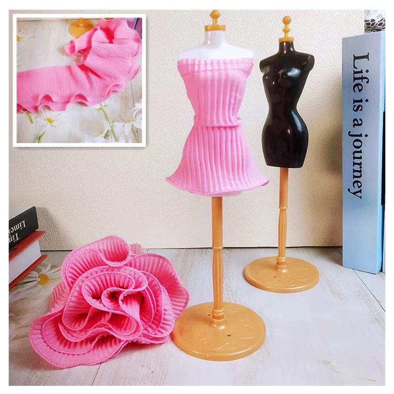 

High Quality Rose Chiffon Ruffle Clothing Lace Fabric DIY Children's Doll Handmade Dress Skirt Bedding Crafts Sewing Decoration