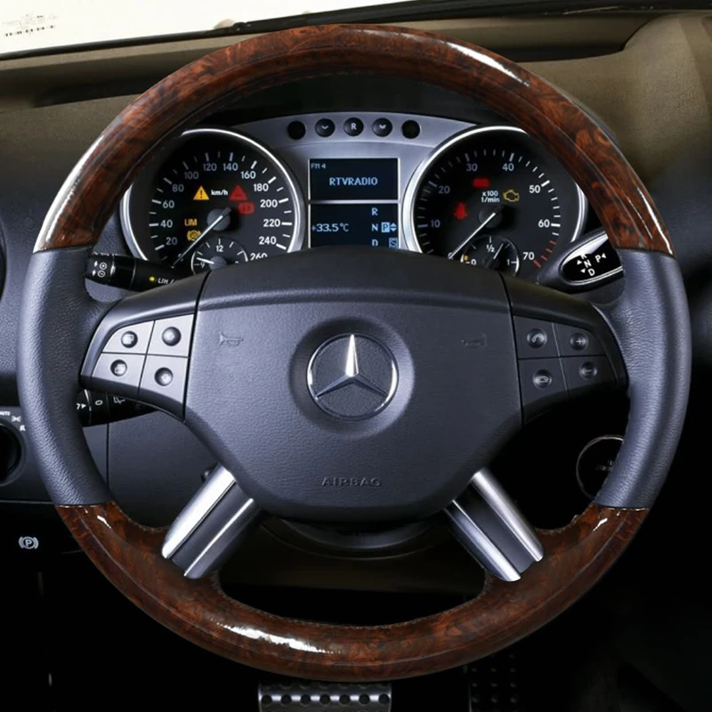 Mercedes-benz M sınıfı için R sınıfı gl-sınıf ML350 ML400 R320 DIY özelleştirilmiş şeftali ahşap tahıl deri araba direksiyon kılıfı