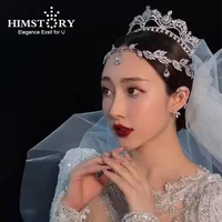 himstory romantic crown tiara women waterdrop flower headband bridal hair accessories girls birthday party hair jewelries gift