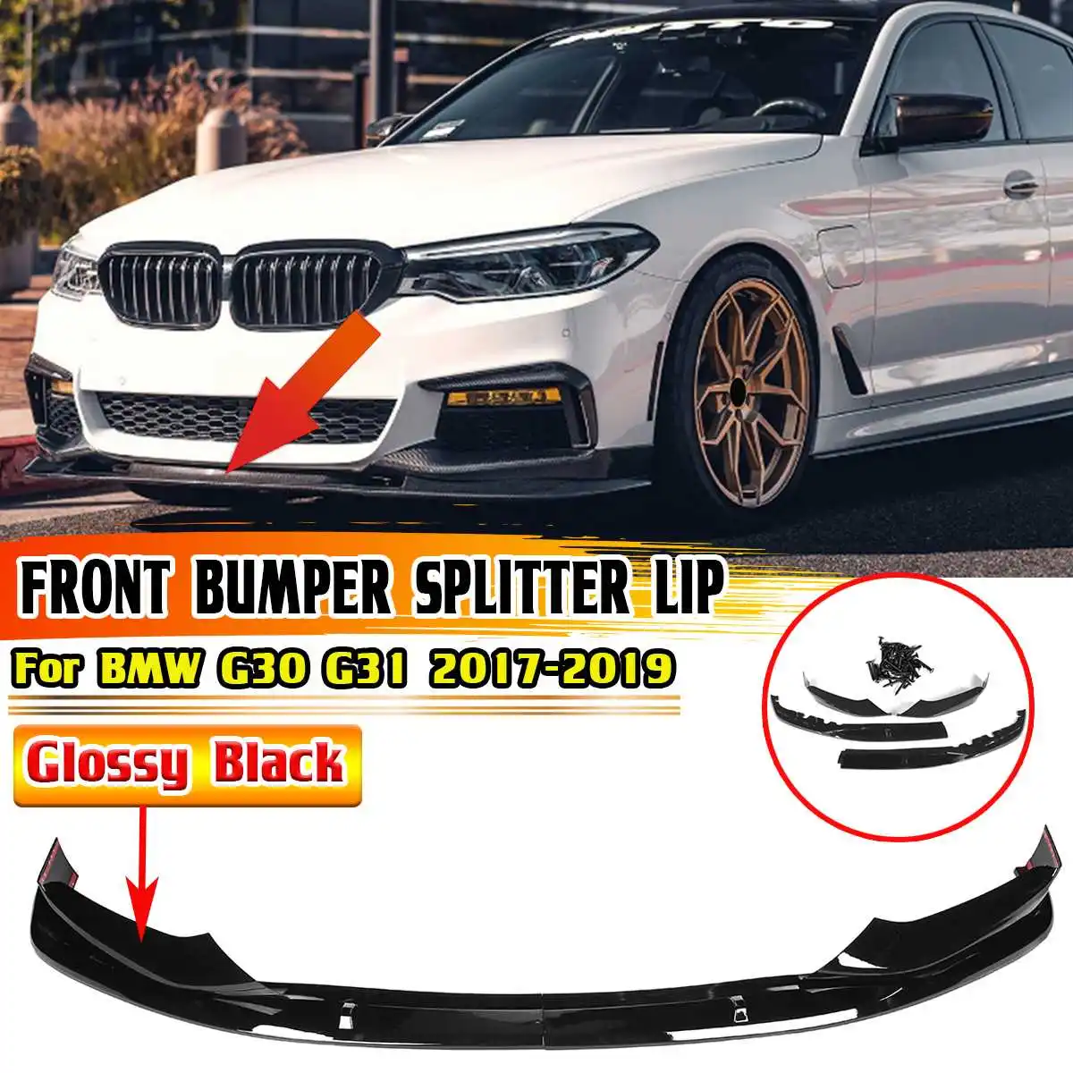 

New Car Front Bumper Lip Spoiler Splitter Surround Molding Cover Trim Body Kit For BMW G30 G31 2017-2019 with M Sport Bumper