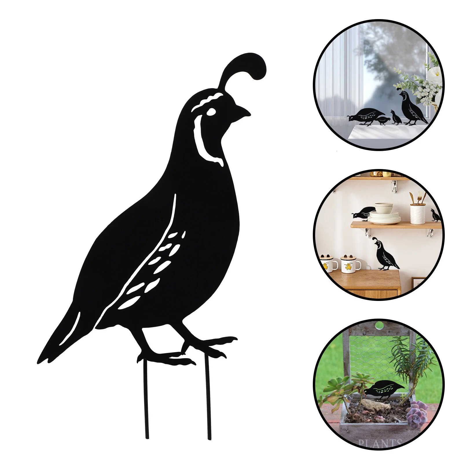 

4 Pcs Deco Outdoor Birds Metal Quail Ornament Garden Decoration Kit Yard Wrought Iron Lawn