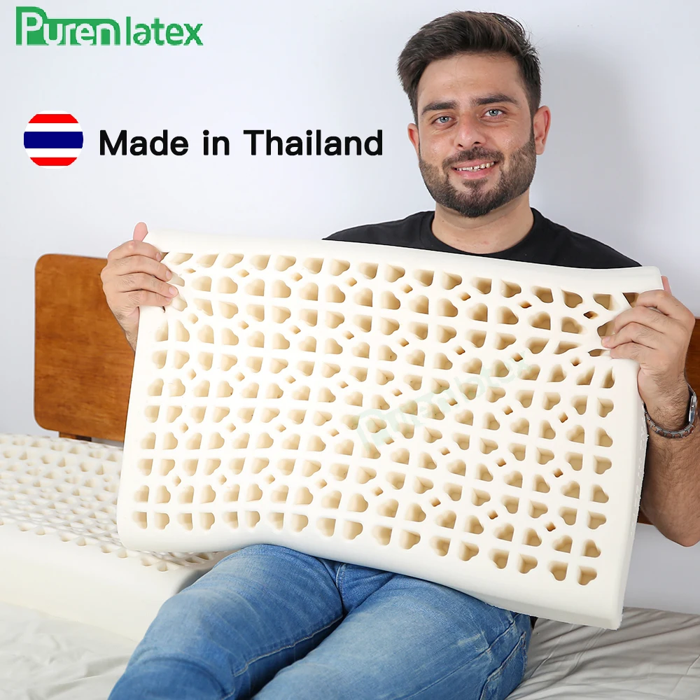 

PurenLatex 93% Таиланд импортная латексная подушка чистая натуральная латексная подушка для коррекции шеи Защита здоровья Ортопедическая подушка