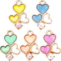 1320mm 20pcs colorful enamel heart bracelet necklace earring pendant pearl feminine charm sweet jewelry accessories diy materia
