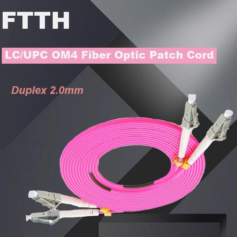 

FASO 50Pcs/Bag OM4 Multimode LC/UPC Fiber Optic Patch Cord Duplex 2.0mm Diameter 1 Meter Purple Jumper Cable