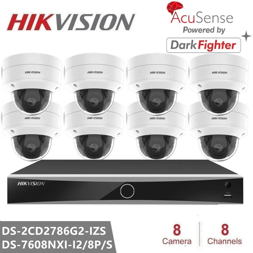 

Hikvision IP Camera Kits 4K AcuSense Varifocal Dome Network Camera DS-2CD2786G2-IZS Audio and Alarm Motorized Varifocal Lens