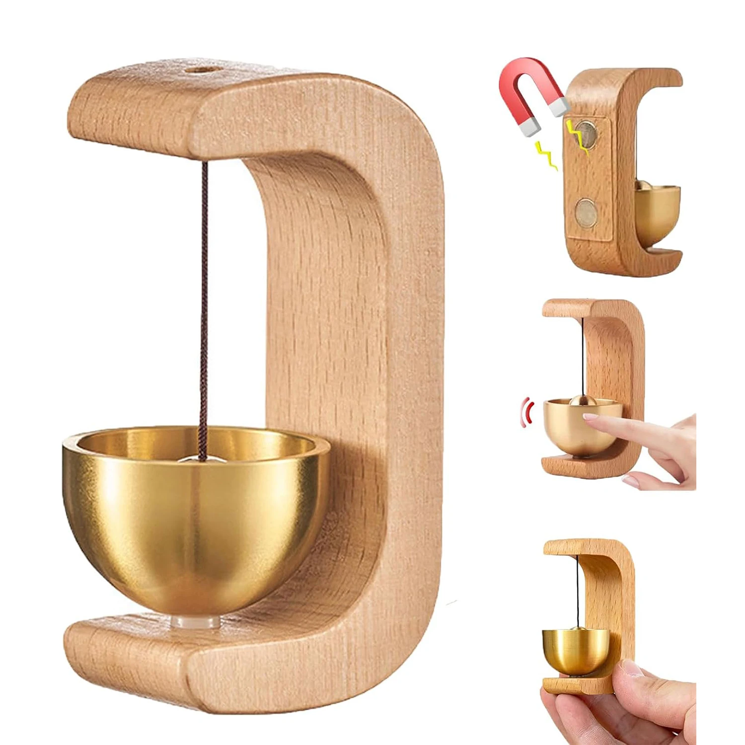 

Латунный дверной звонок с напоминанием, магнитные деревянные колокольчики, самоклеящийся дверной звонок для дверей, украшения дома