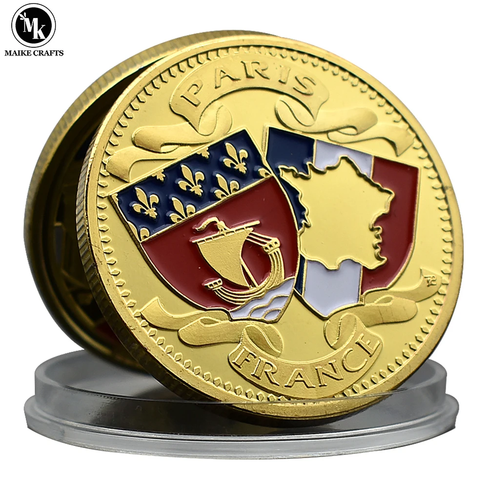 

Paris Eiffel Tower Commemorative Coin French Scenic Gold Plated Metal Challenge Coin Collection Holiday Gift