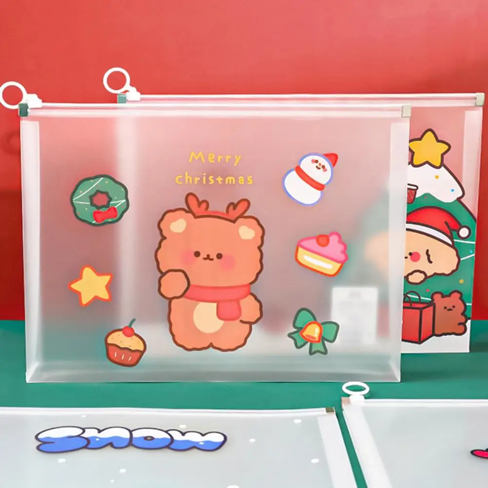 

File Organizer Multifunctional Lightweight Waterproof A4 Size Cartoon Christmas File Holder File Folder for Student