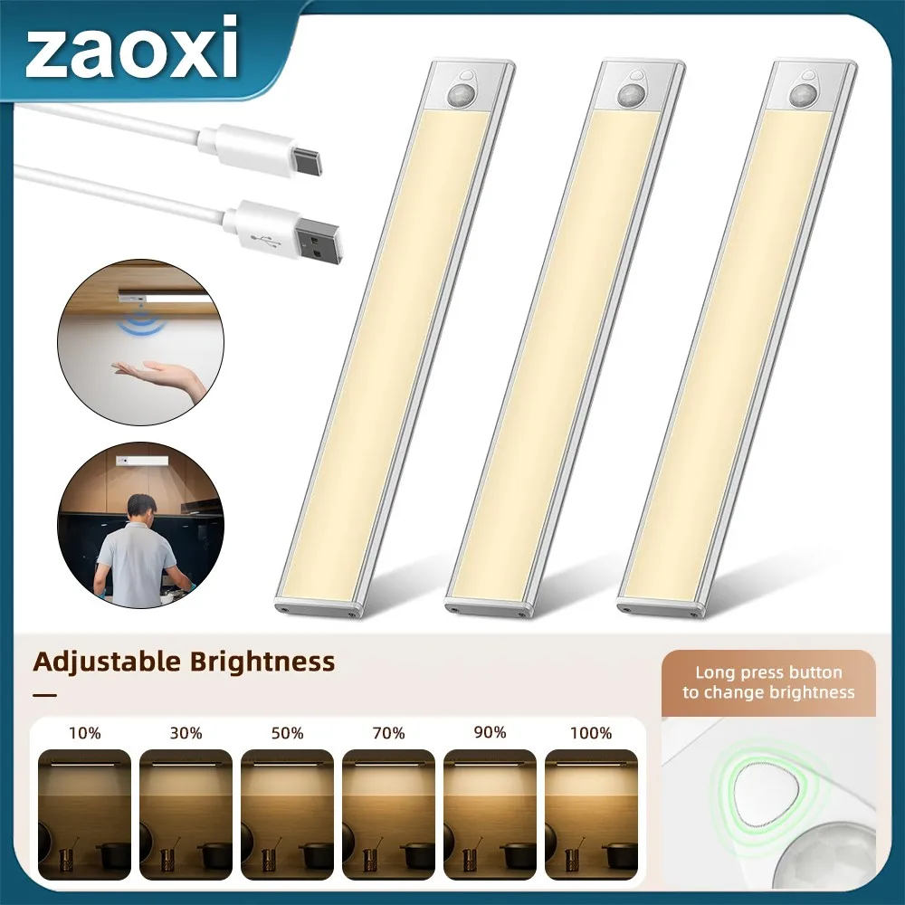 ZAOXI USB зарядка с датчиком движения светодиодный ночник 3000K-6000K 3 цвета затемнением