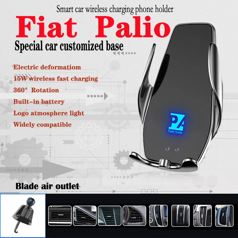 

For Fiat Palio Car Cell Mobile Phone Holder Wireless Charger 15W Fit 1.5L 1.3L EX HL AT Sunroof 2004 FX FSX FL 2005 GX GSX