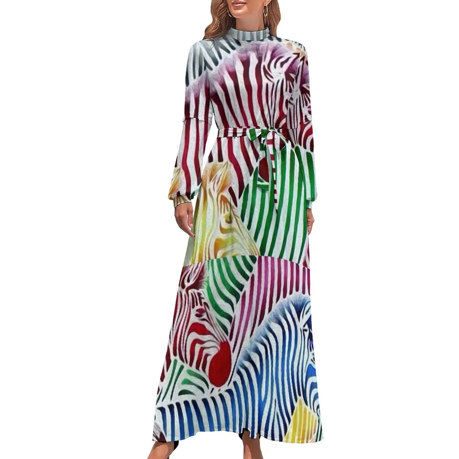 Красочное платье зебры с текстурой диких животных сексуальное макси уличная