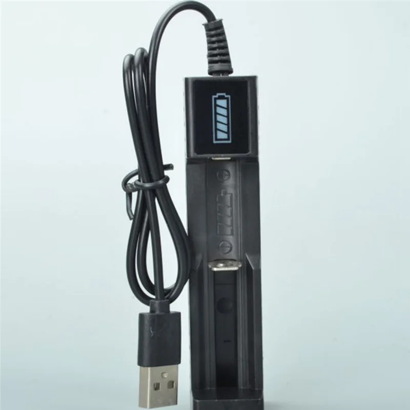 Battery Charger USB 1 Slot Universal Quick Charging Rechargeable Lithium for 18650 26650 14500 16340