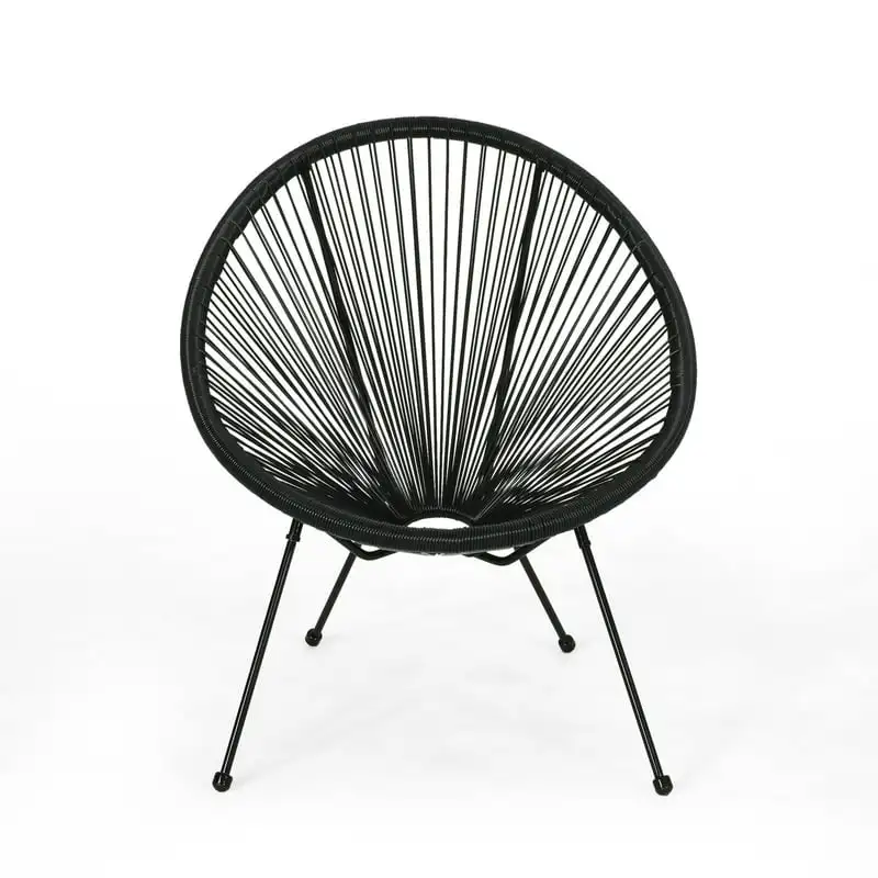 

Beckett Faux Rattan Woven Acapulco Outdoor Accent Chair, Black