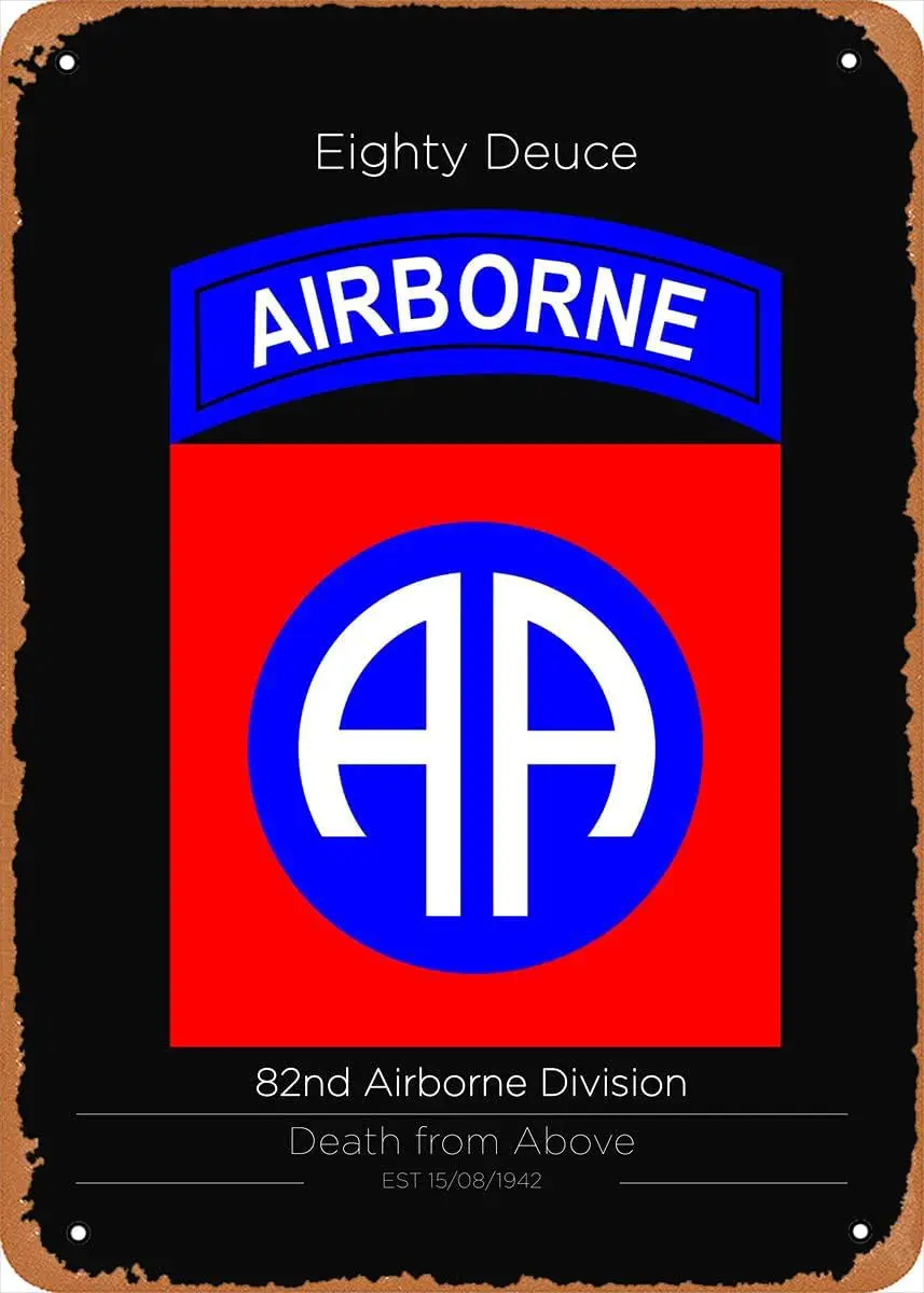 82nd airdivision Us Military Retro декоративный металлический оловянный logo 20 32x30 48 см.