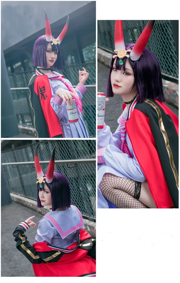 Fate/Grand Order Assassin Shuten-douji Cos Woman JK Сексуальная униформа моряка Косплей Костюм Хэллоуин