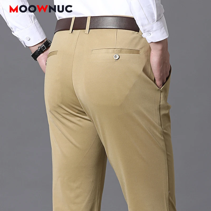 

Spring Men's Casual Trousers Fashion Pants Male 2022 Autumn Full-Length Solid Hombre Business New Plus Size MOOWNUC