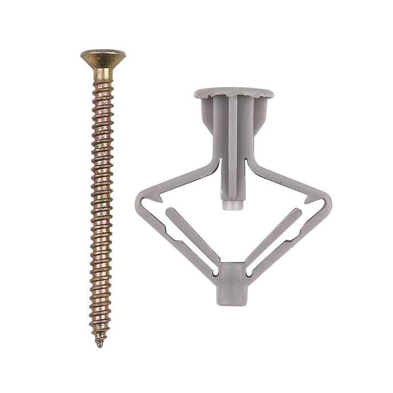 

HOT SALE 100Pcs Poly Toggle Plasterboard Anchor Plastic Expansion Tube Pipe Wall Anchors Plugs Expansion With Screw Kit