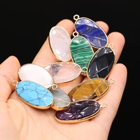 2pcs natural stone pendant oval faceted pendant charms for jewelry making diy necklace bracelet earrings accessory