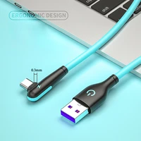 soft silicone usb c cable 90 degree fast charger 5a usb type c cable for huawei mate 40 xiaomi poco x3 mobile phone usb c cord