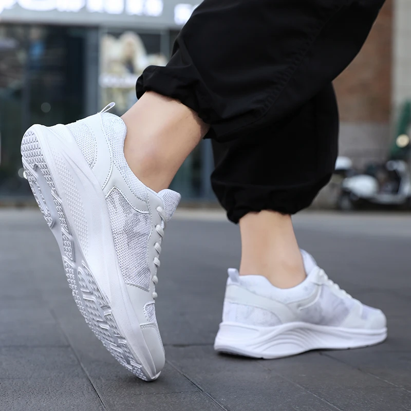 Couple Sneakers Men Women Walking Shoes Mesh Casual Lace-up Jogging Shoes Outdoor Athletic Sneakers