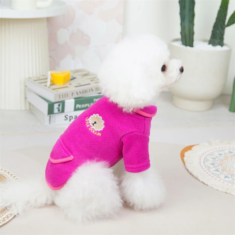 

Fleece Sweatshirt for Pet Dog Big Pocket Small Dogs Clothes Autumn Winter Warm Turndown Collar Puppy Sweaters Chihuahua Yorkie