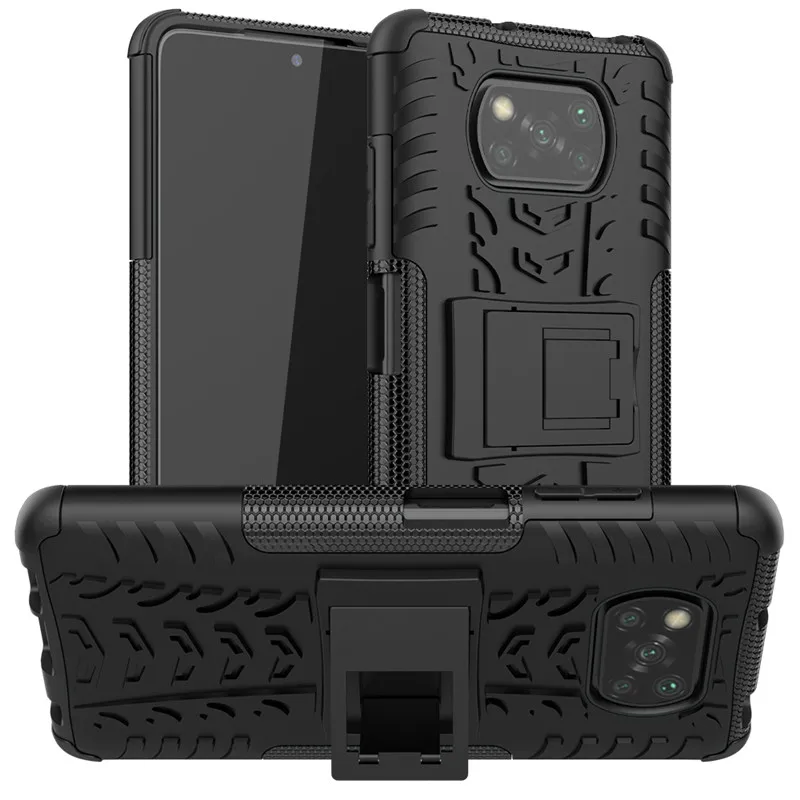 Чехол для Xiaomi Pocophone X3 Pro NFC с защитой от ударов и подставкой Armor Stand Cover Poco GT из силикона, ПК и ТПУ.