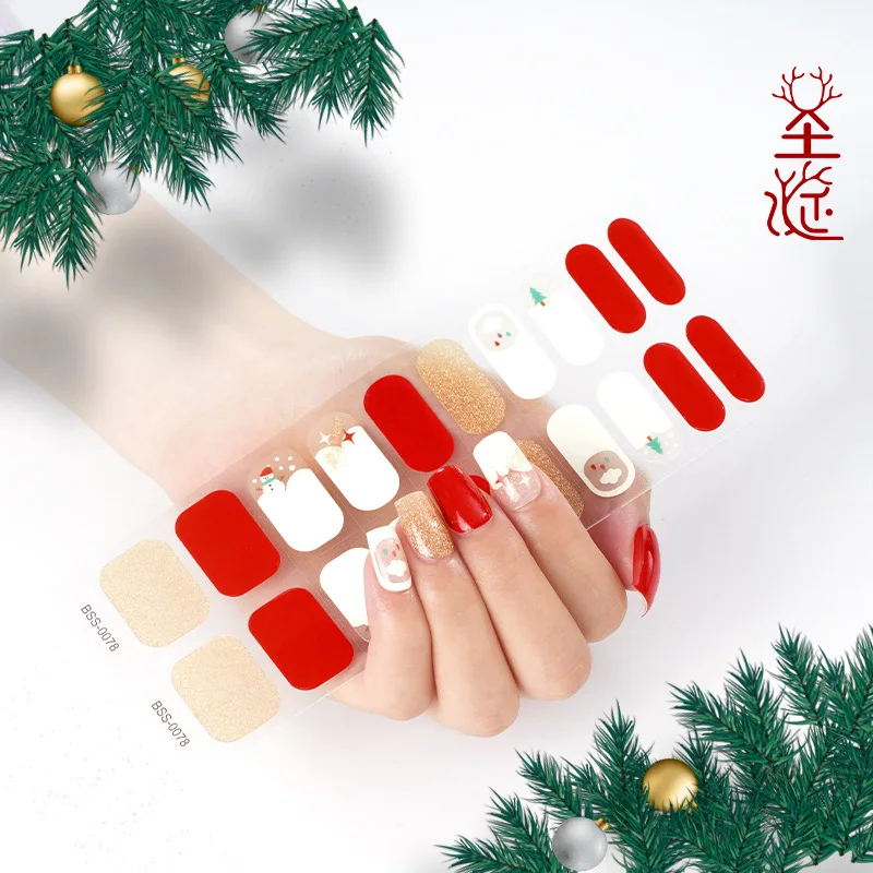 

Christmas Gel Nail Stickers 3d Semi-cured Gelnail Nail Stickers Nail Design 네일 파츠 Tips for Korean Decoration Nails Art Decal
