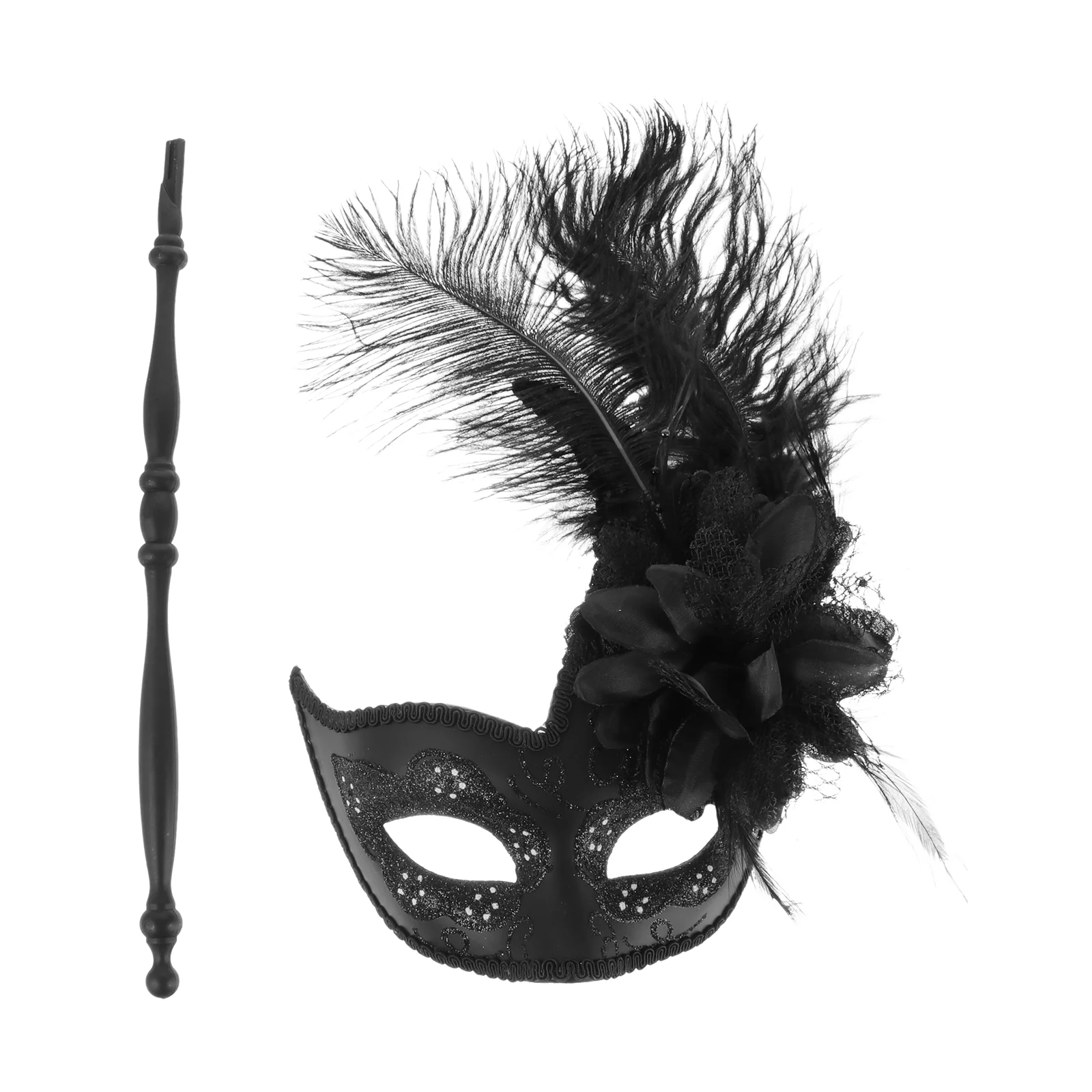 

Masquerade Mask Halloween Cosplay Stick Stage Decor Ornament Women Costume Party