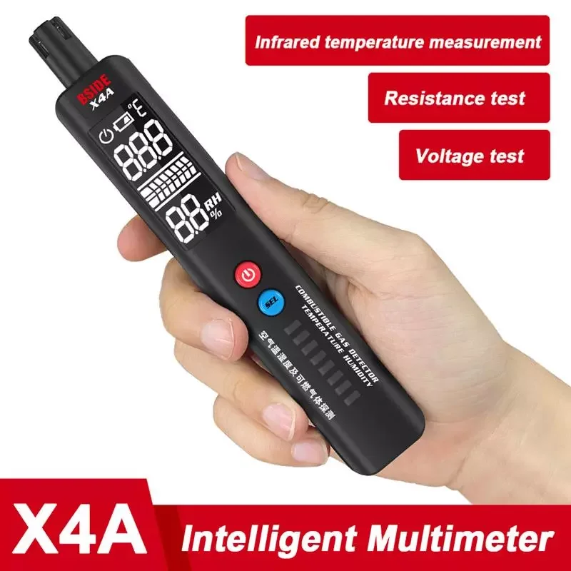 

X4A Gas Leak Detector LCD Display Portable Handheld Natural Gas Methane Butane Sniffer Temperature And Humidity Tester