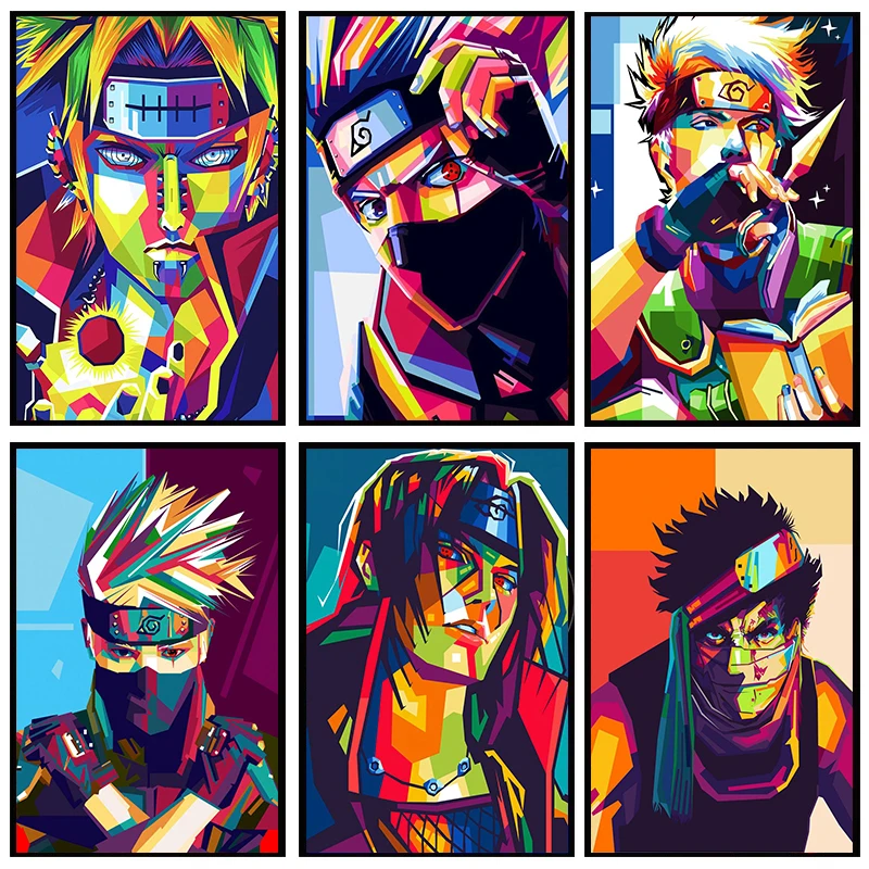 

Bandai Naruto Wall Art Canvas Pictures Abstract Painting Classic Japanese Anime Sasuke Print Poster and Pictures Home Decor