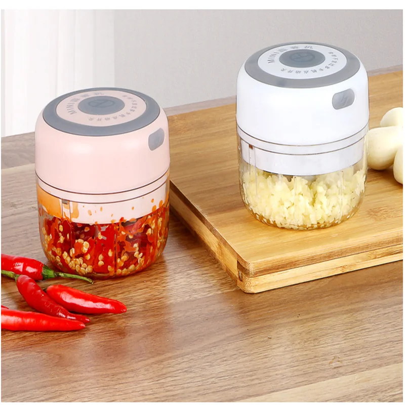 

100/250ml Mini Electric Garlic Mincer USB Rechargeable Ginger Masher Rugged Chilli Vegetable Shredder Kitchen Tool