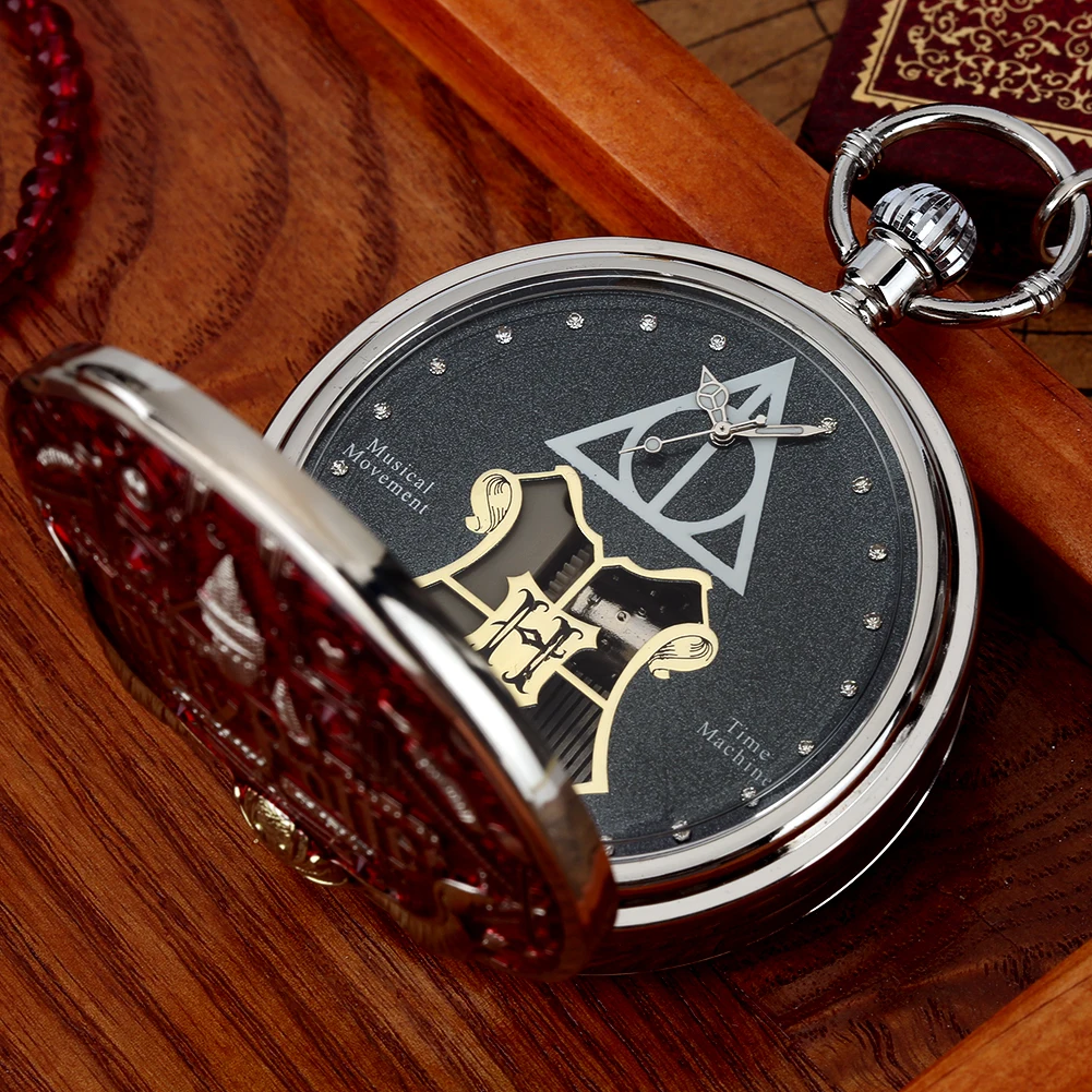New Pocket Watch Music Birthday Gift for Boyfriend Girlfriend Fashion Luxury Red Quartz Pocket Watch Pendant Relógio De Bolso